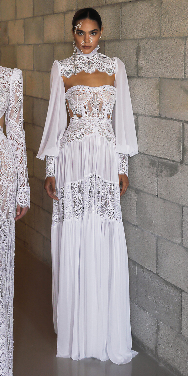 rustic lace wedding dresses with long sleeves vintage liorcharchy