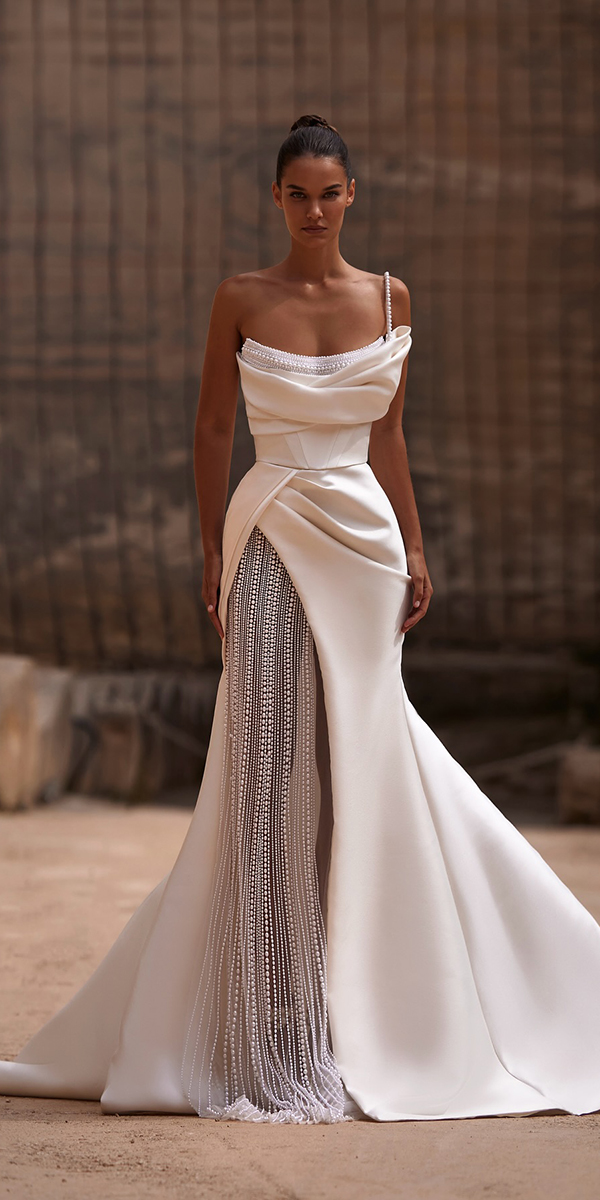 silk wedding dresses sexy with spaghetti straps millanova