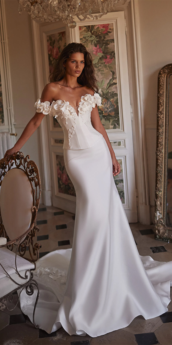 silk wedding dresses simple floral appliques luce sposa