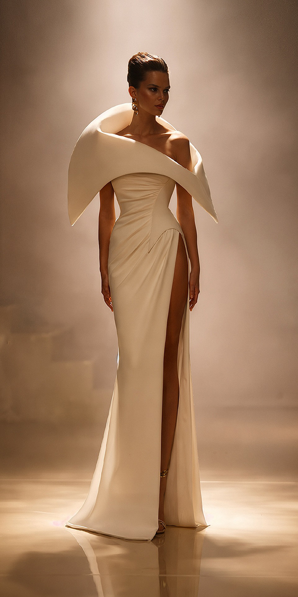 unique wedding dresses simple assymetric saidmhamad