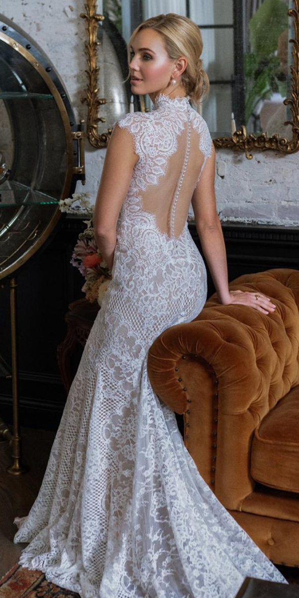 vintage wedding dresses lace open back watters