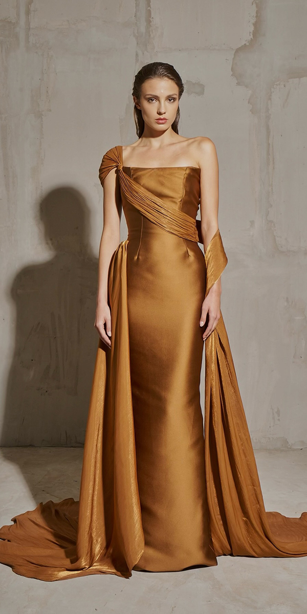 wedding guest designer dresses simple rust hamda