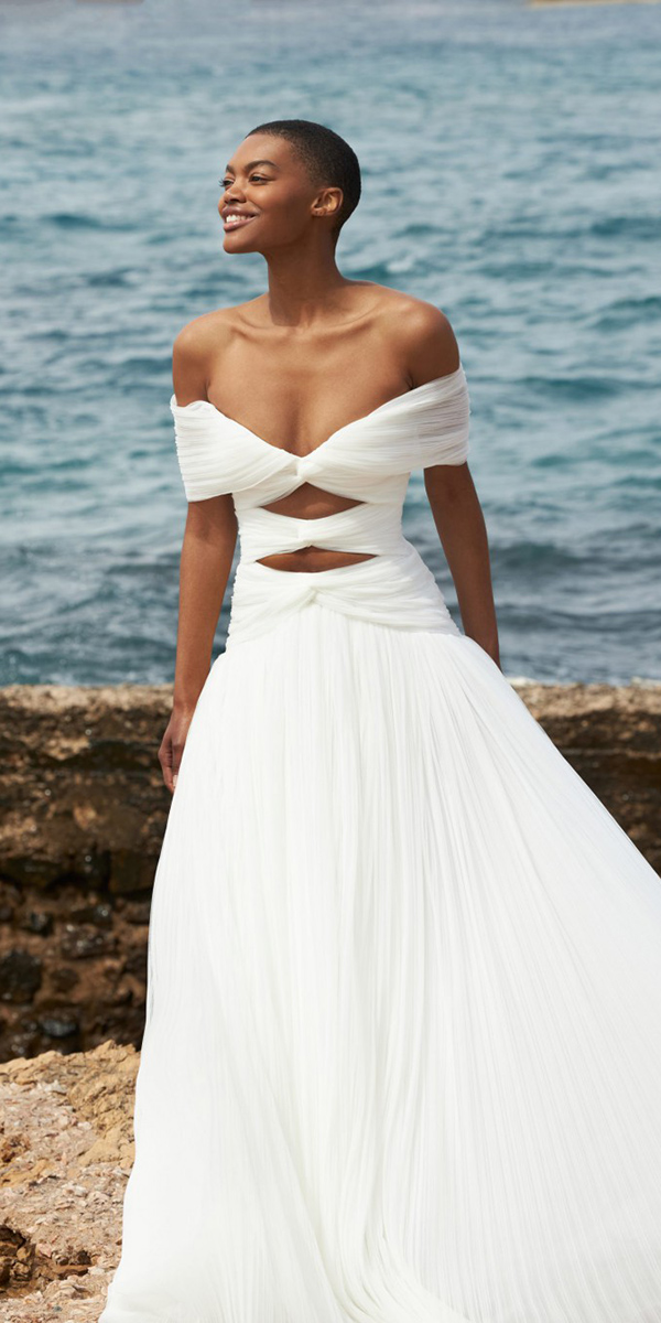 basque waist wedding dresses drop waisr simple beach costarellos