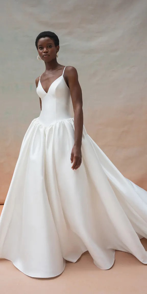basque waist wedding dresses simple with spaghetti straps jennyyoo