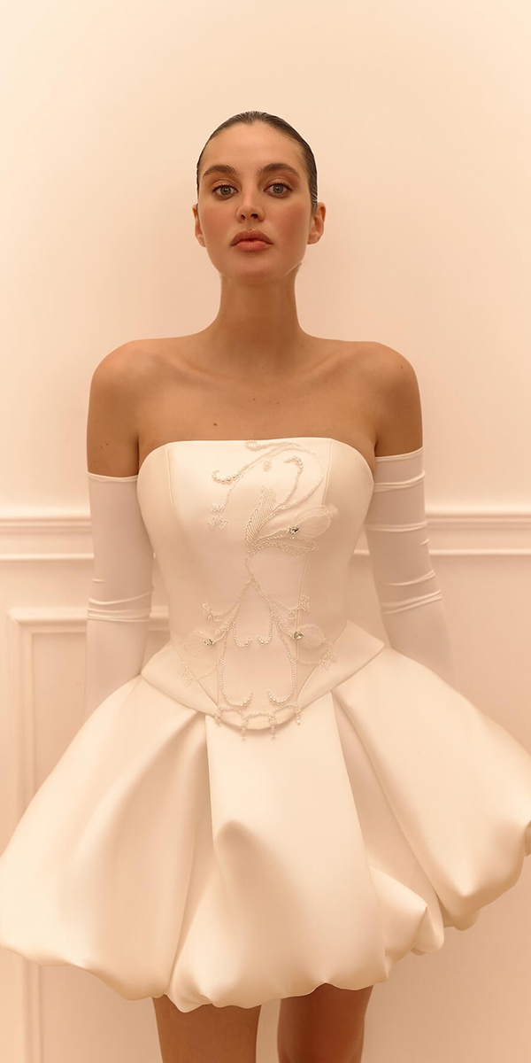 bubble hem wedding dresses short sexy anne mariee