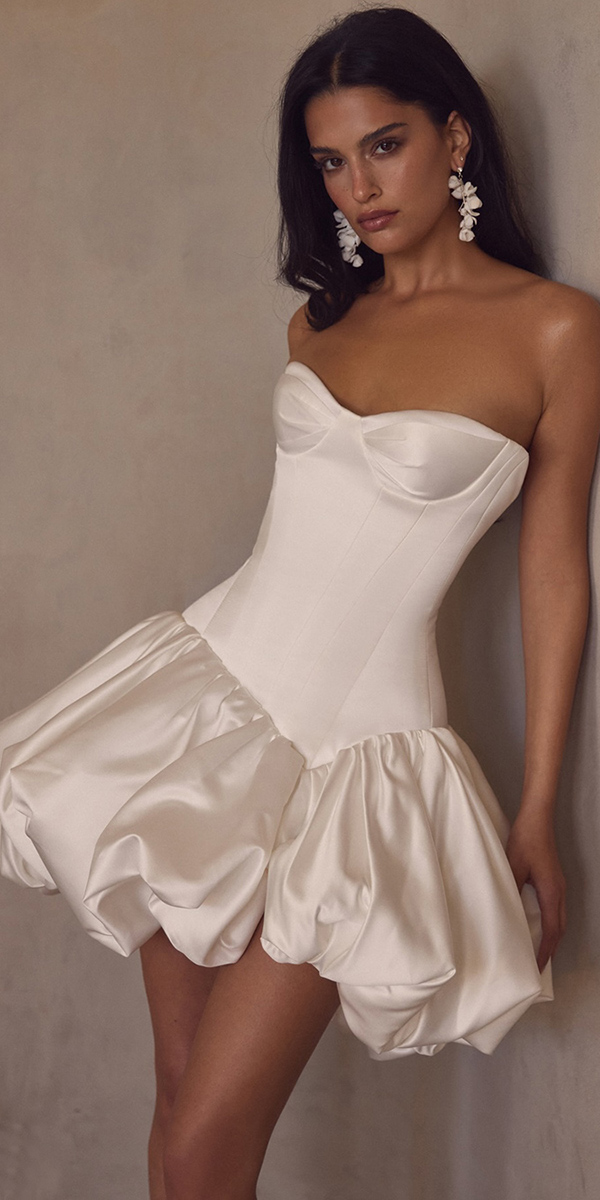 bubble hem wedding dresses simple stapless neckline julievino