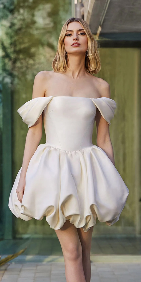 bubble hem wedding dresses simple strapless neckline pronovias
