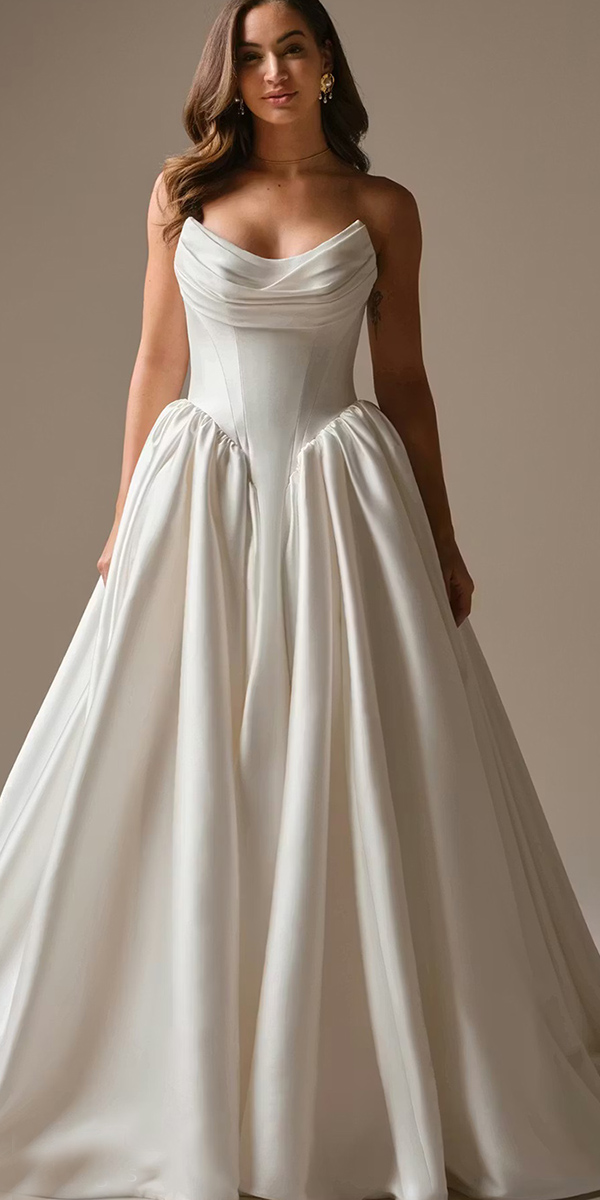 basque waist wedding dresses simple strapless neckline maggie sottero