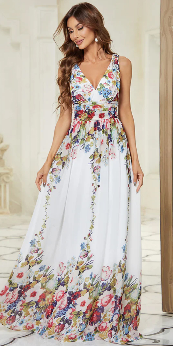 floral wedding dresses long watercolor gracefulelegance