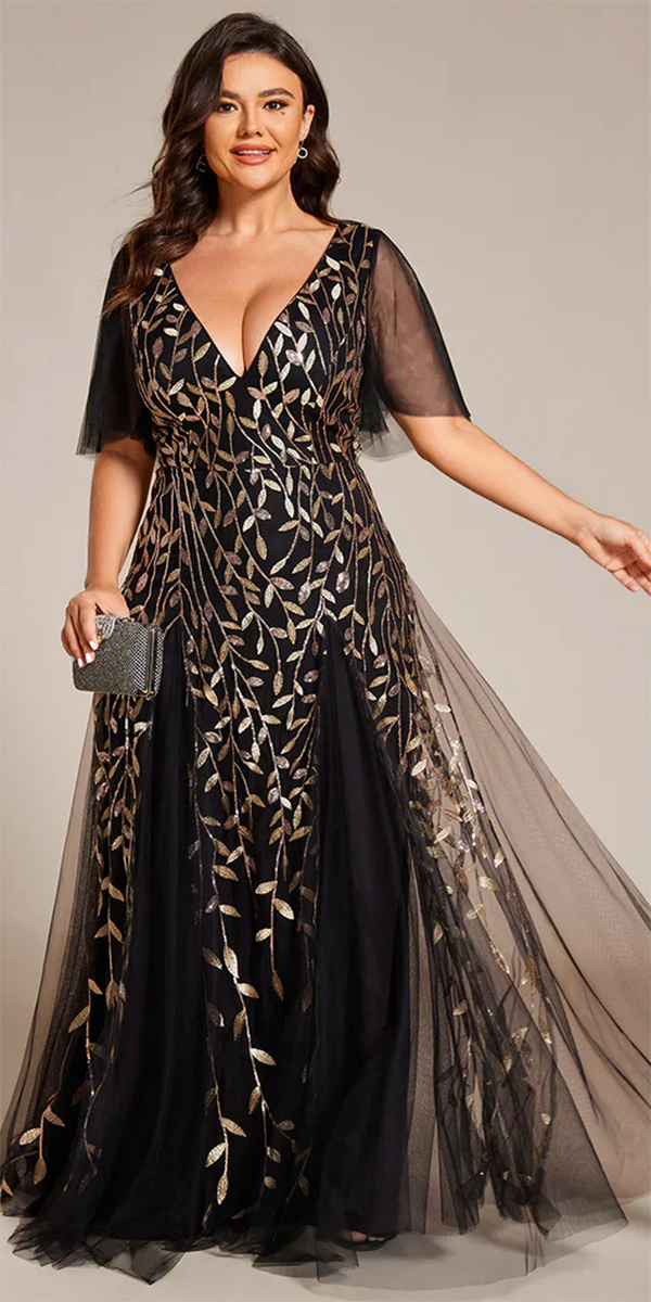 long mother of the bride dresses black with gold gracefulelegance