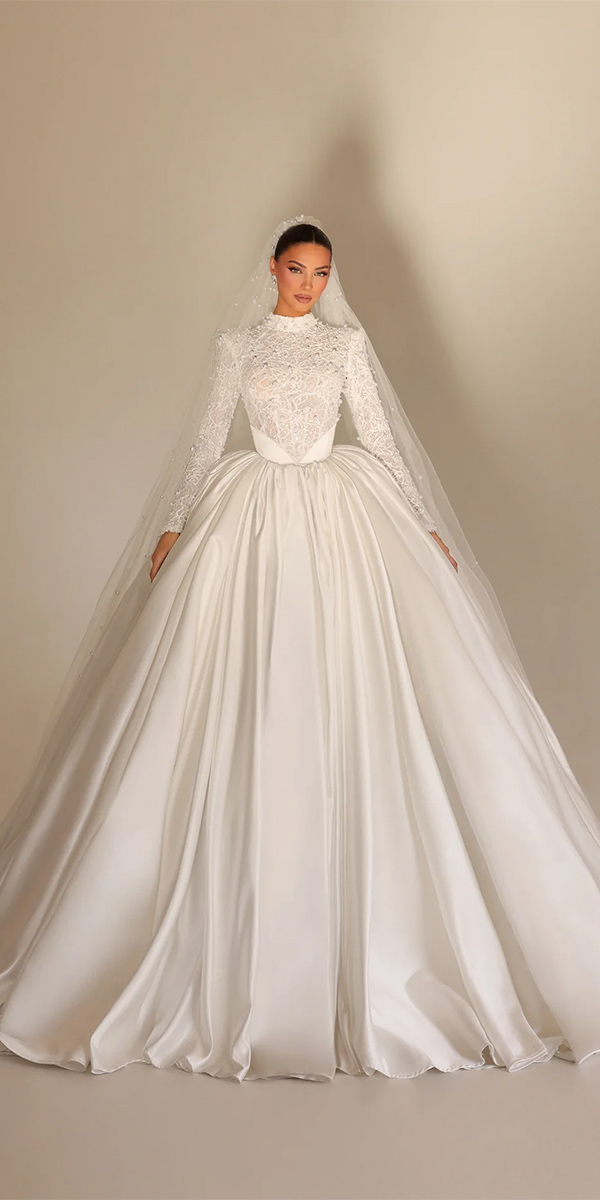 modest wedding dresses ball gown with long sleeves fjollahaxhismajli
