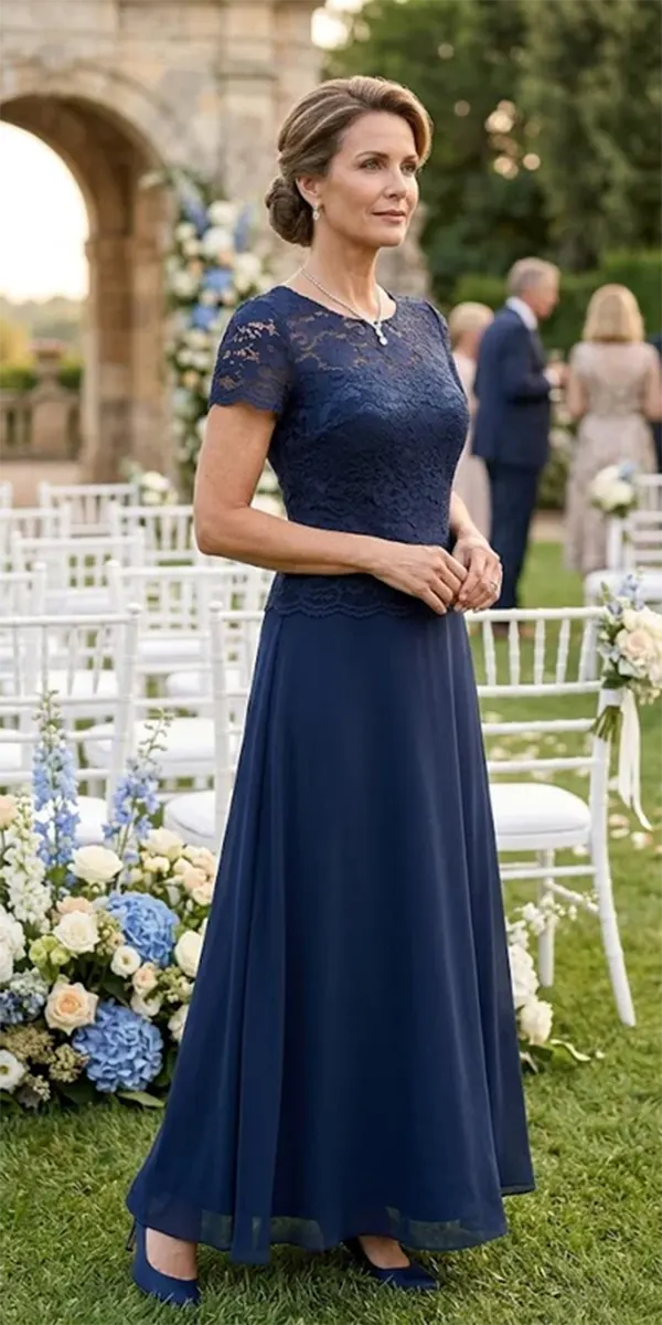 mother of the groom dresses long navy lace top gracefulelegance