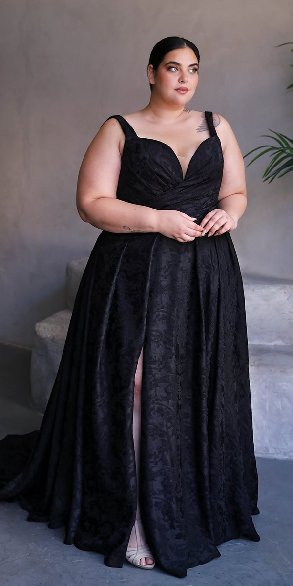 plus size wedding dresses black colored a line studiolevana