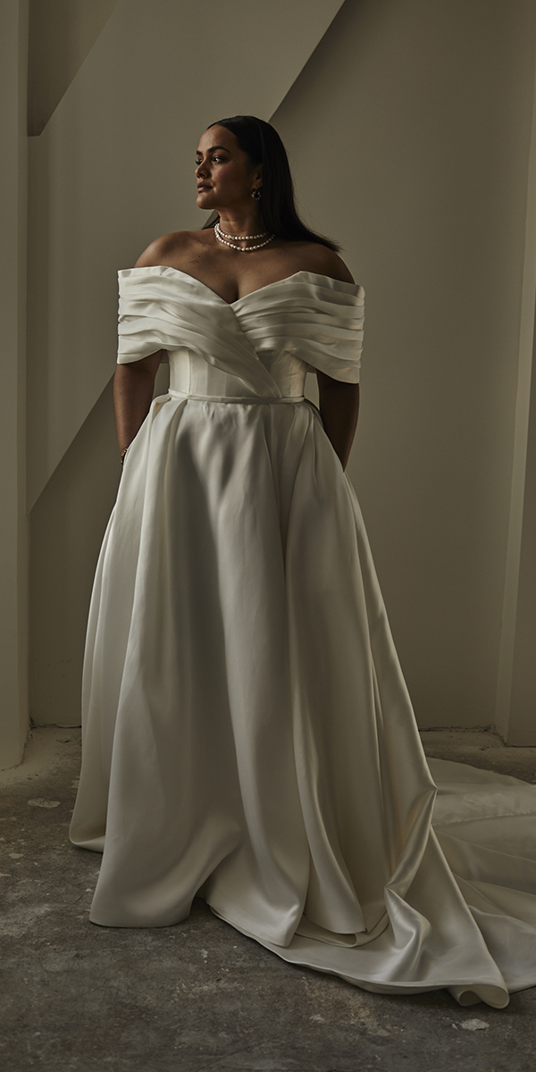 plus size wedding dresses simple off the shoulder silk heracouture