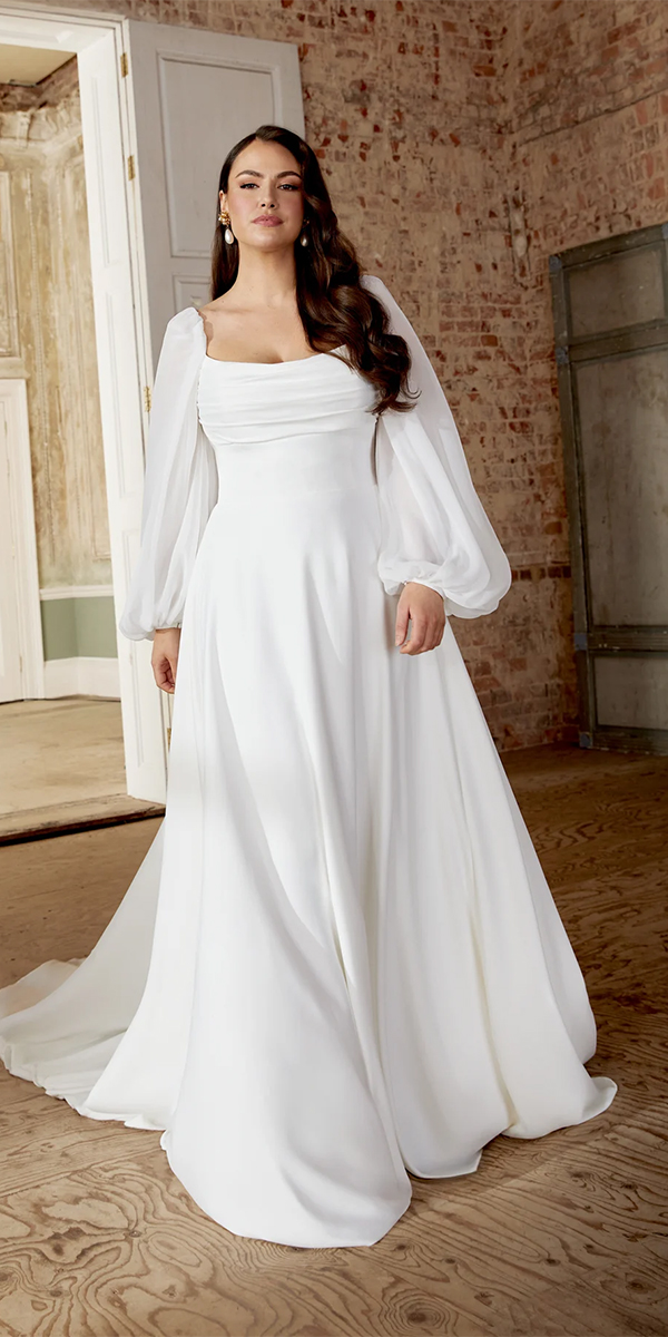 plus size wedding dresses simple with long sleeves casual justinalexander