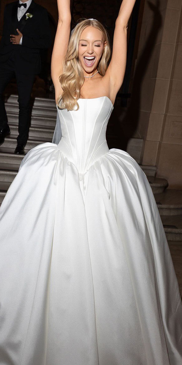 silk wedding dresses ball gown strapless neckline evalendel