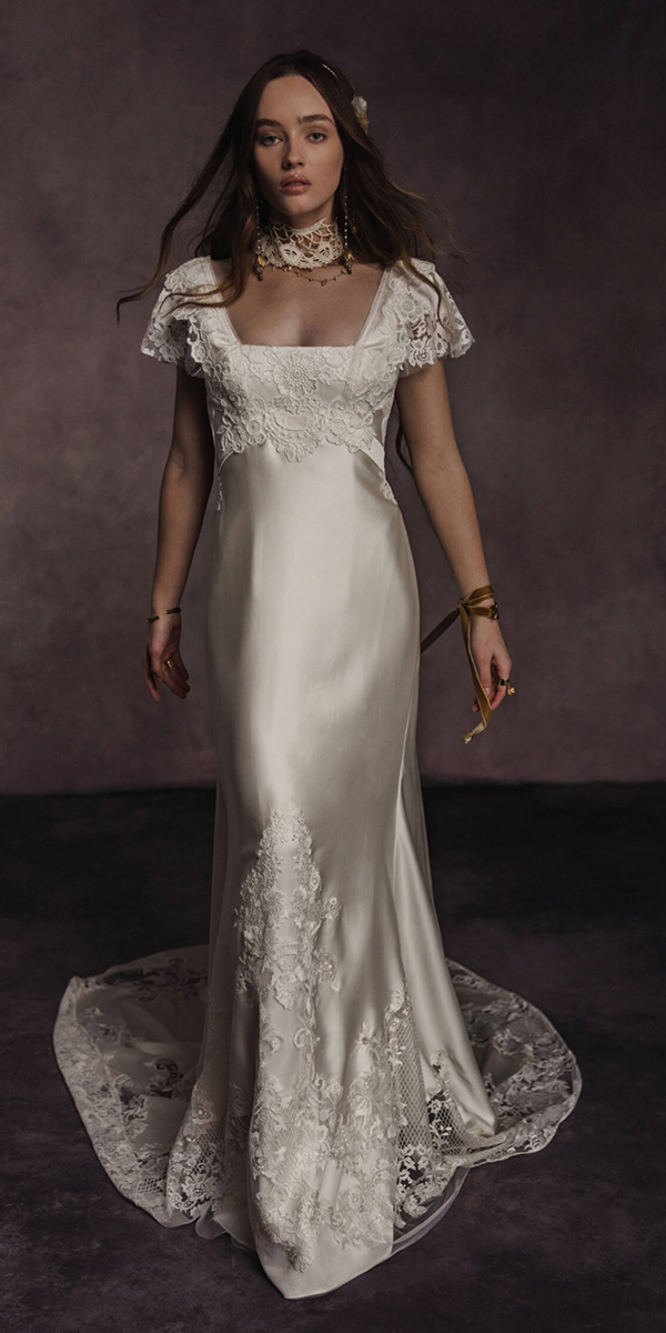 silk wedding dresses vintage victorian sheath ruedeseine