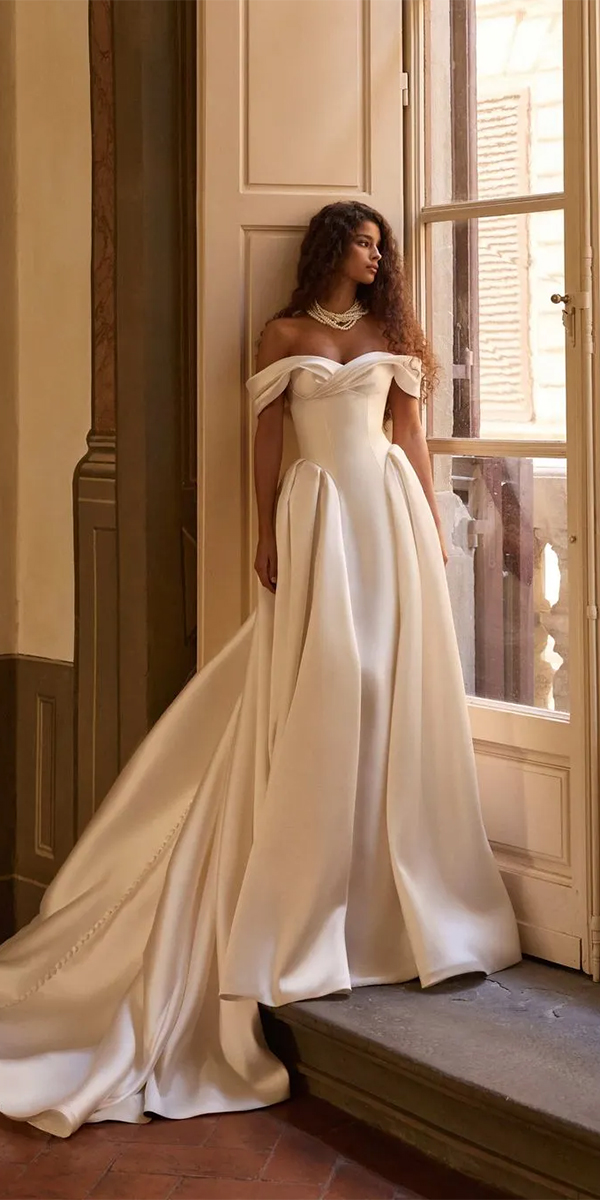 simple wedding dresses a line off the shoulder millanova