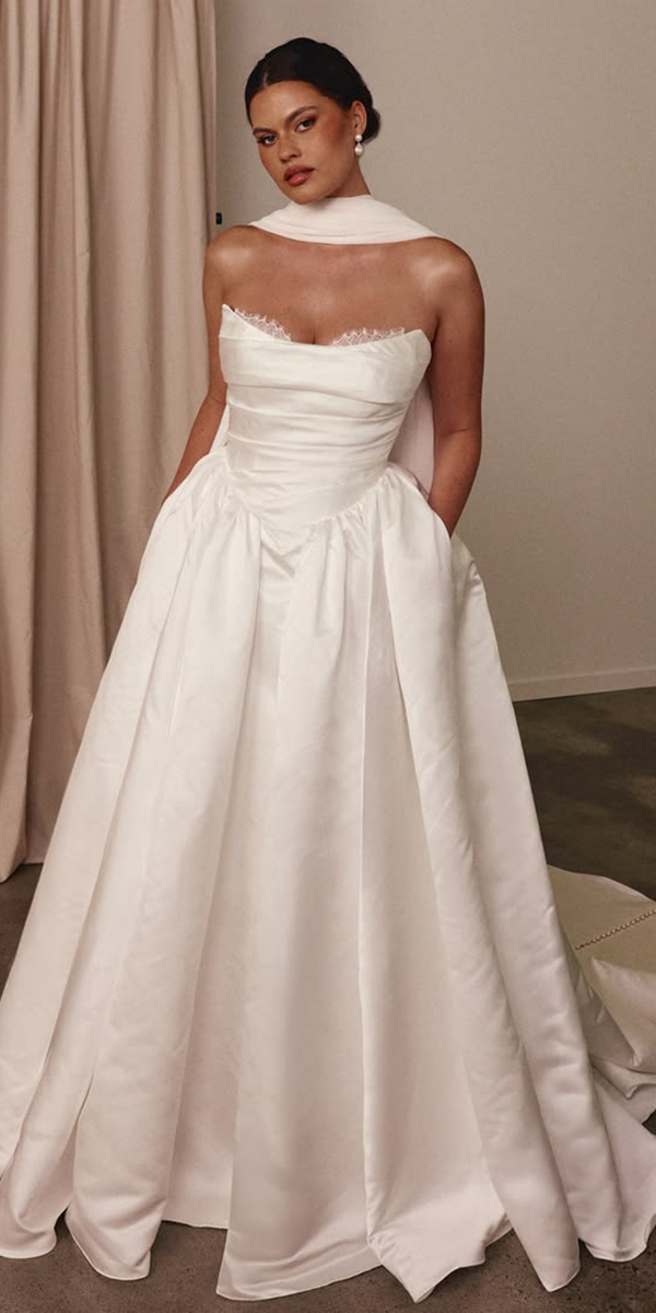 simple wedding dresses plus size strapless neckline graceloveslace