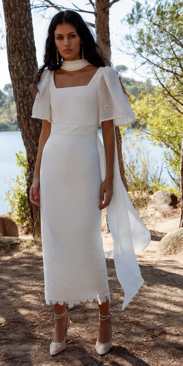tea length wedding dresses simple with sleeves matildecano