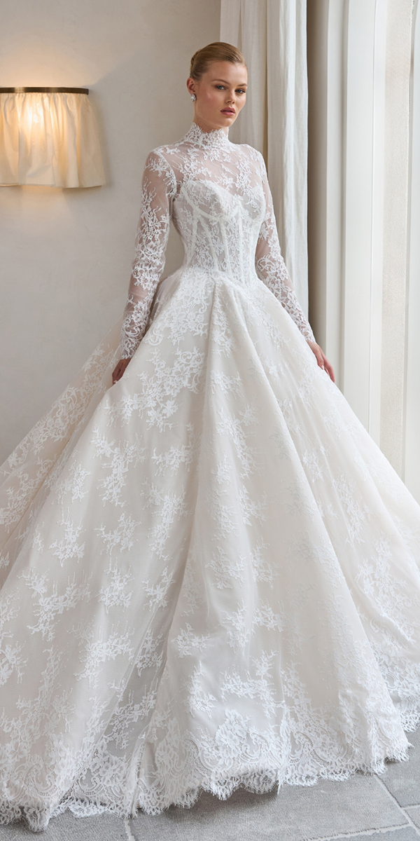 trendy wedding dresses lace modest with long sleeves stevenkhalil