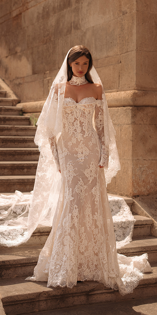 trendy wedding dresses lace with cape vintage sleeves royaldi