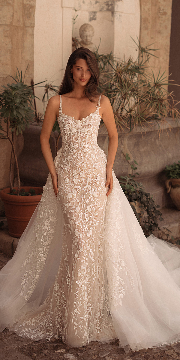 trendy wedding dresses sheath with overskirt lace royaldi