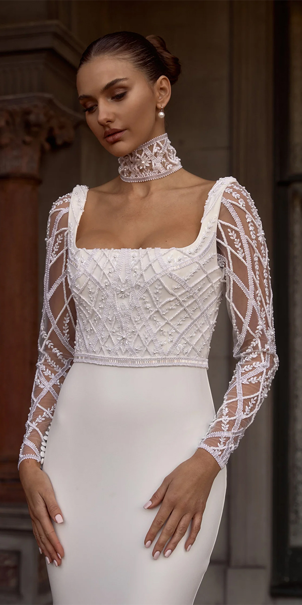 trendy wedding dresses with illusion sleeves annacampbell