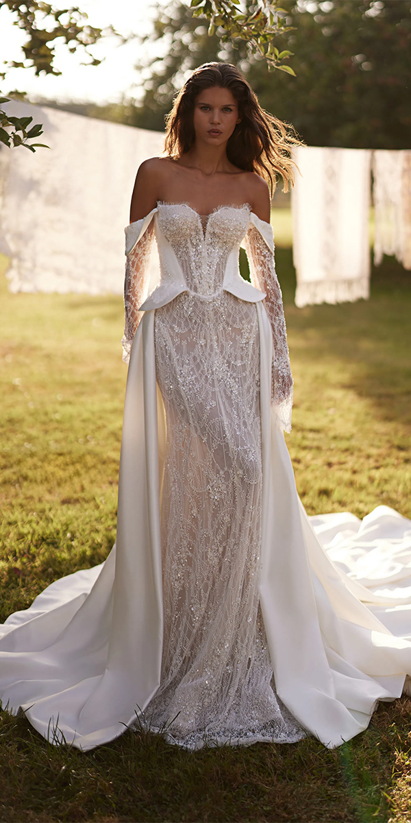 trendy wedding dresses with long sleeves off the shoulder luce sposa