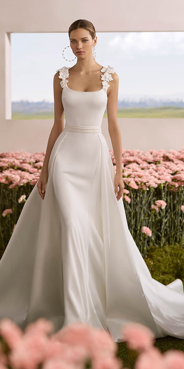 trendy wedding dressessimple sheath with overskirt rosaclara