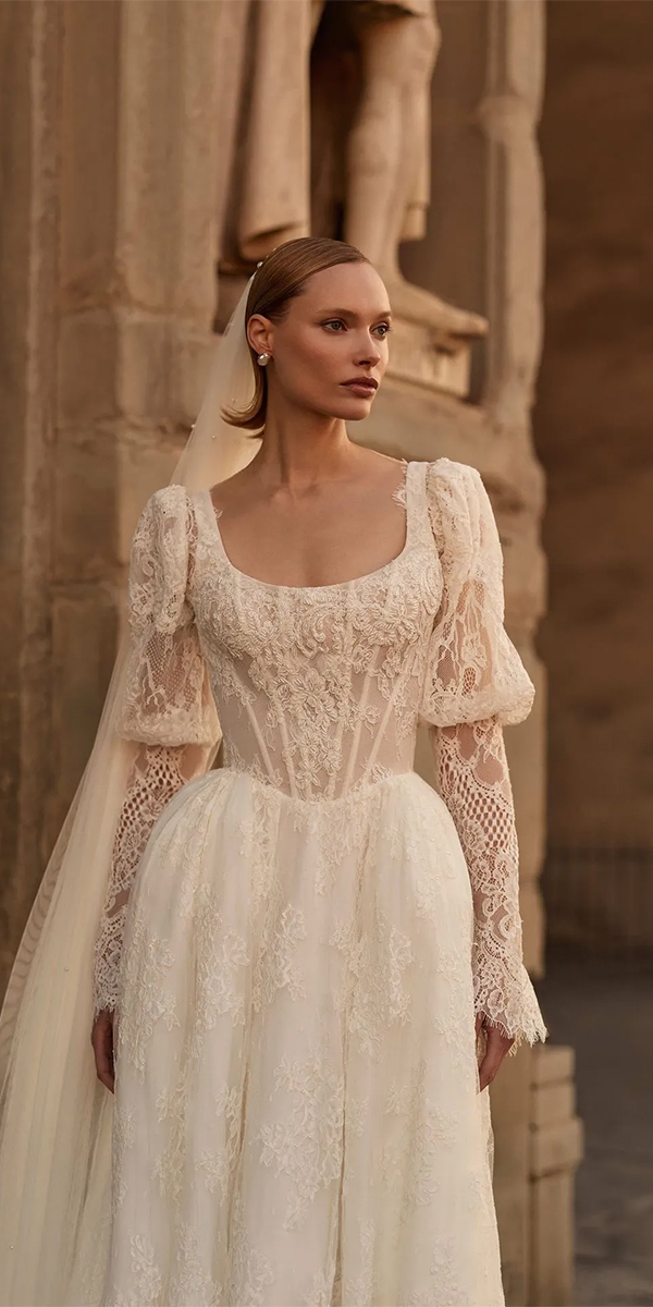 vintage wedding dresses 1920s lace victorian with sleeves cape millanova