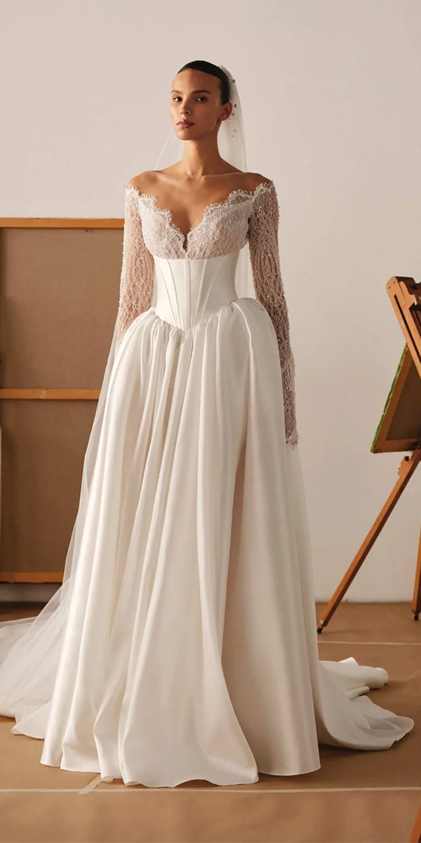 vintage wedding dresses with sleeves corset millanova