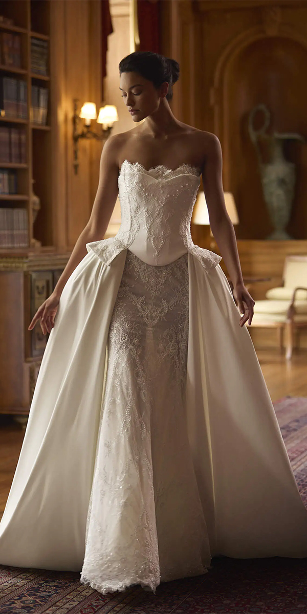 wedding dress trends 2026 corset with overskirt grebenau