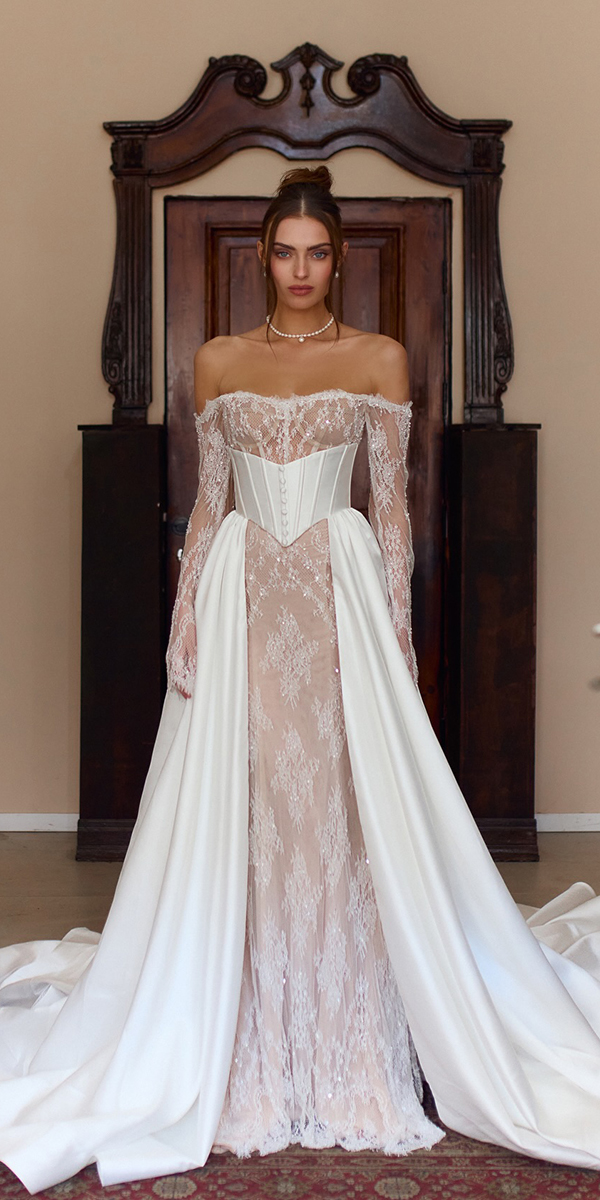 wedding dress trends 2026 corset with overskirt julievino
