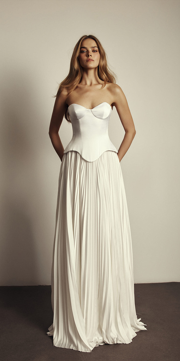 wedding dress trends 2026 simple strapless neckline corset berta