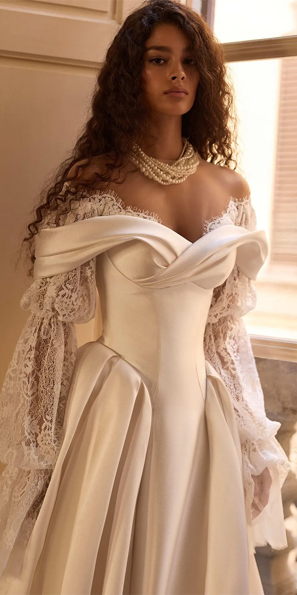 wedding dress trends 2026 with long sleeves lace millanova
