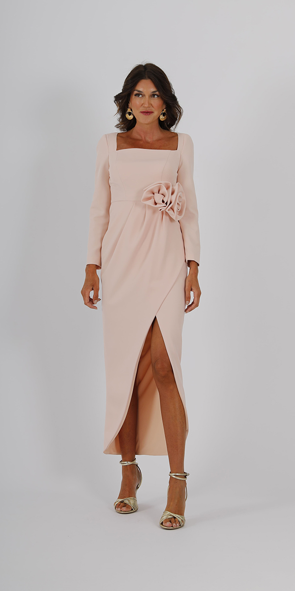 wedding outfits for mother of the groom with long sleeves blush simple silviafernandez