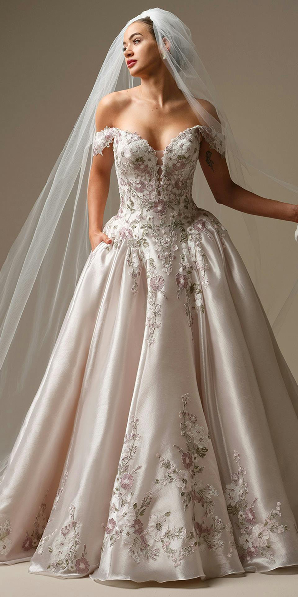 floral wedding dresses ball gown strapless neckline maggiesottero