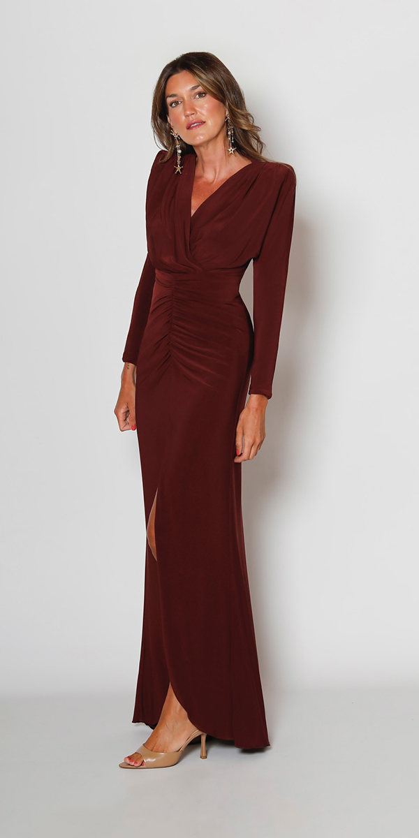 long mother of the bride dresses simple with long sleeves burgundy silviafernandezatelier