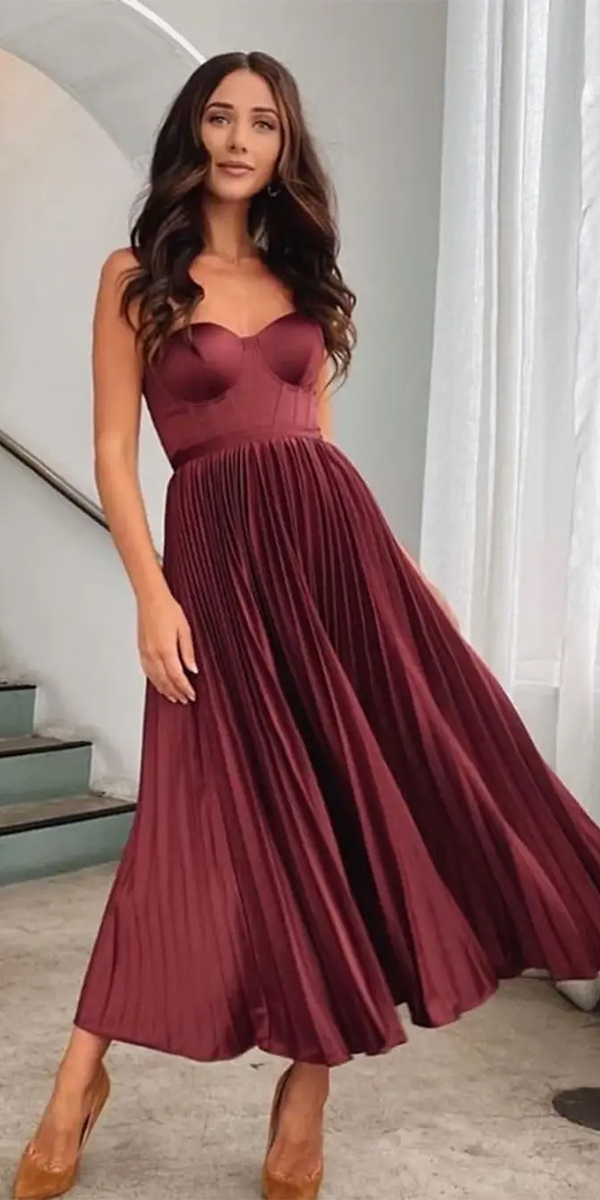 wedding guest designer dresses burgundy satin ellezeitounedesigns
