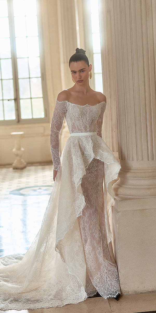 wona concept maison blanche sheath lace with long sleeves Lunaria