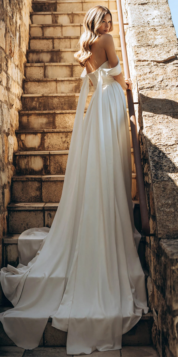 bohemian wedding dresses simple a line off the shoulder martinaliana