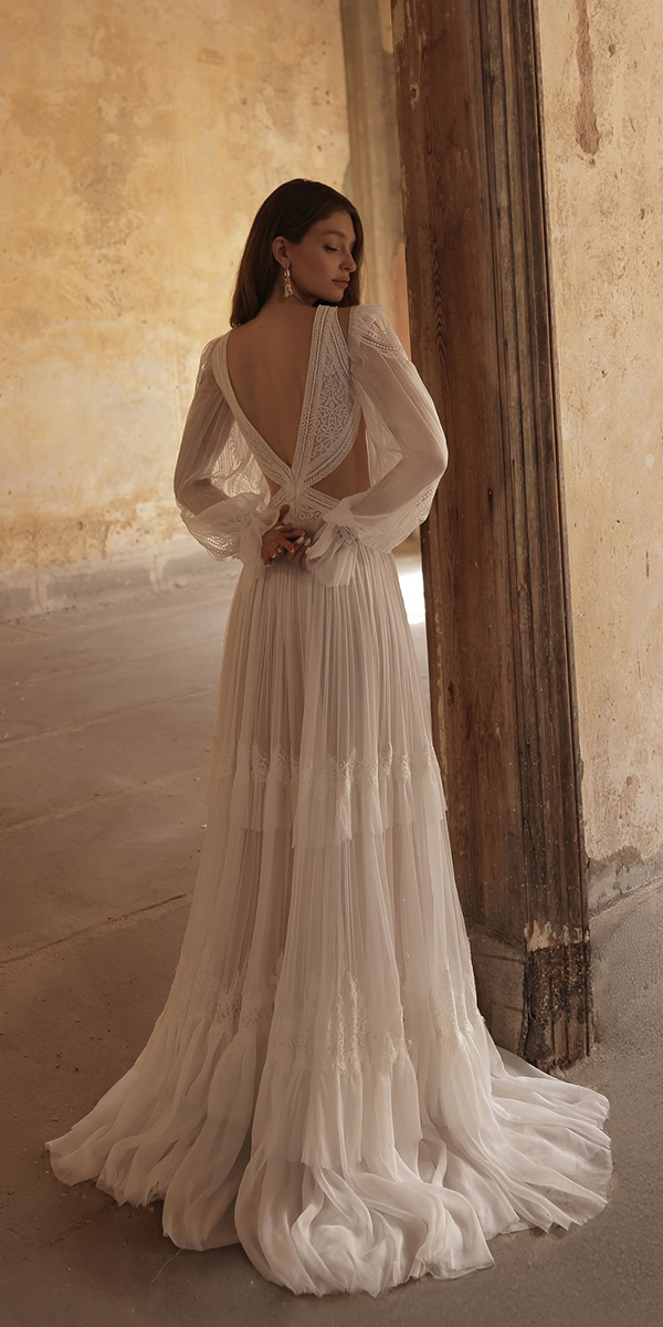 bohemian wedding dresses simple with long sleeves danielkohavi