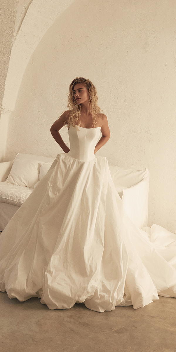eva lendel less is more VI collection simple strapless neckline ball gown Allis