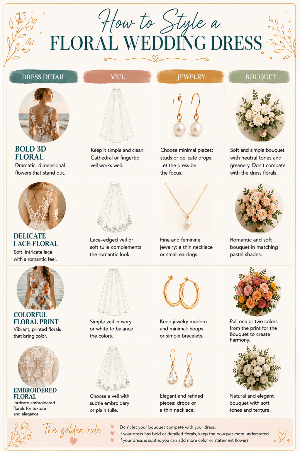how to style floral wedding dresses