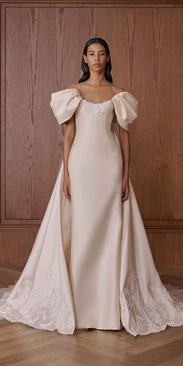 modest wedding dresses simple off the shoulder hamdaalfahim
