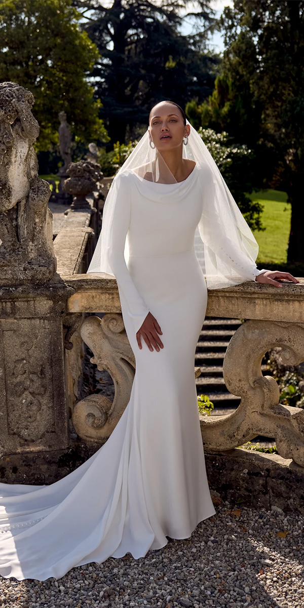 modest wedding dresses with long sleeves simple train justinalexander