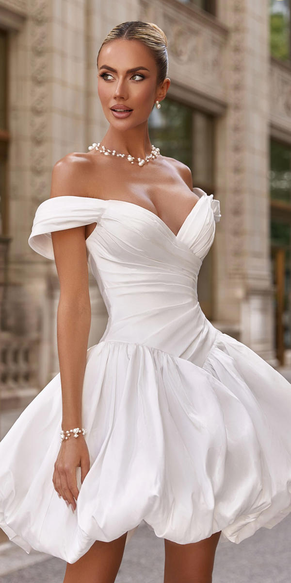 short wedding dresses bubble hem oksana mukha