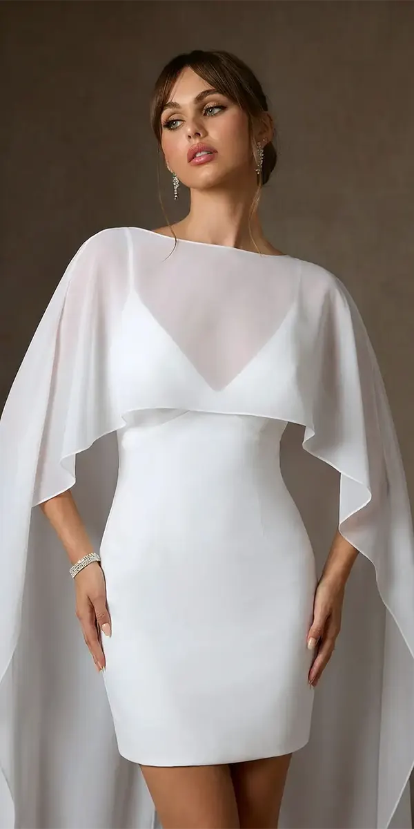 short wedding dresses simple with cape azazie