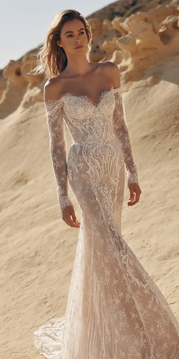 beach wedding dresses lace with long sleeves eva lendel